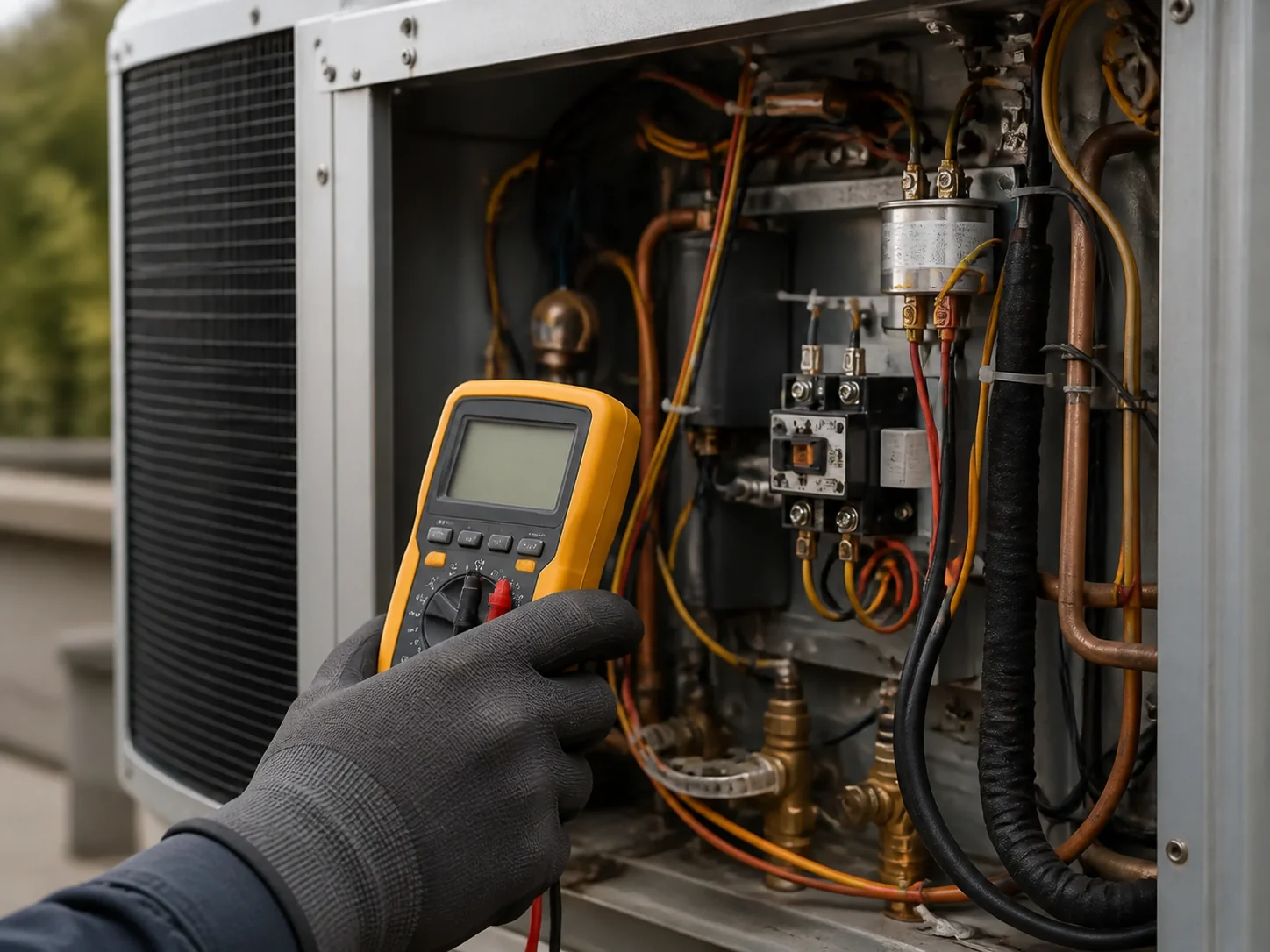 Meter and probes evaluating open HVAC equipment